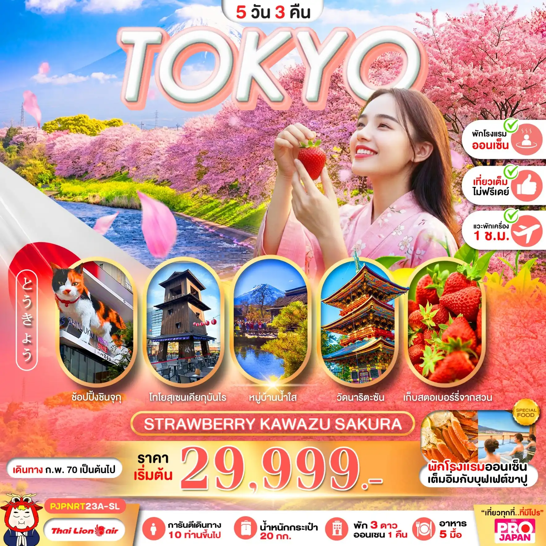 ทัวร์ญี่ปุ่น TOKYO STRAWBERRY KAWAZU SAKURA 5วัน 3คืน (SL)