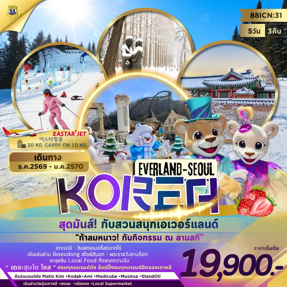ทัวร์เกาหลี Everland - Seoul 5วัน 3คืน (ZE)